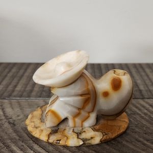 Vintage Stone Carving Statue Marble Onyx Sleeping Man in Sombrero 3” H